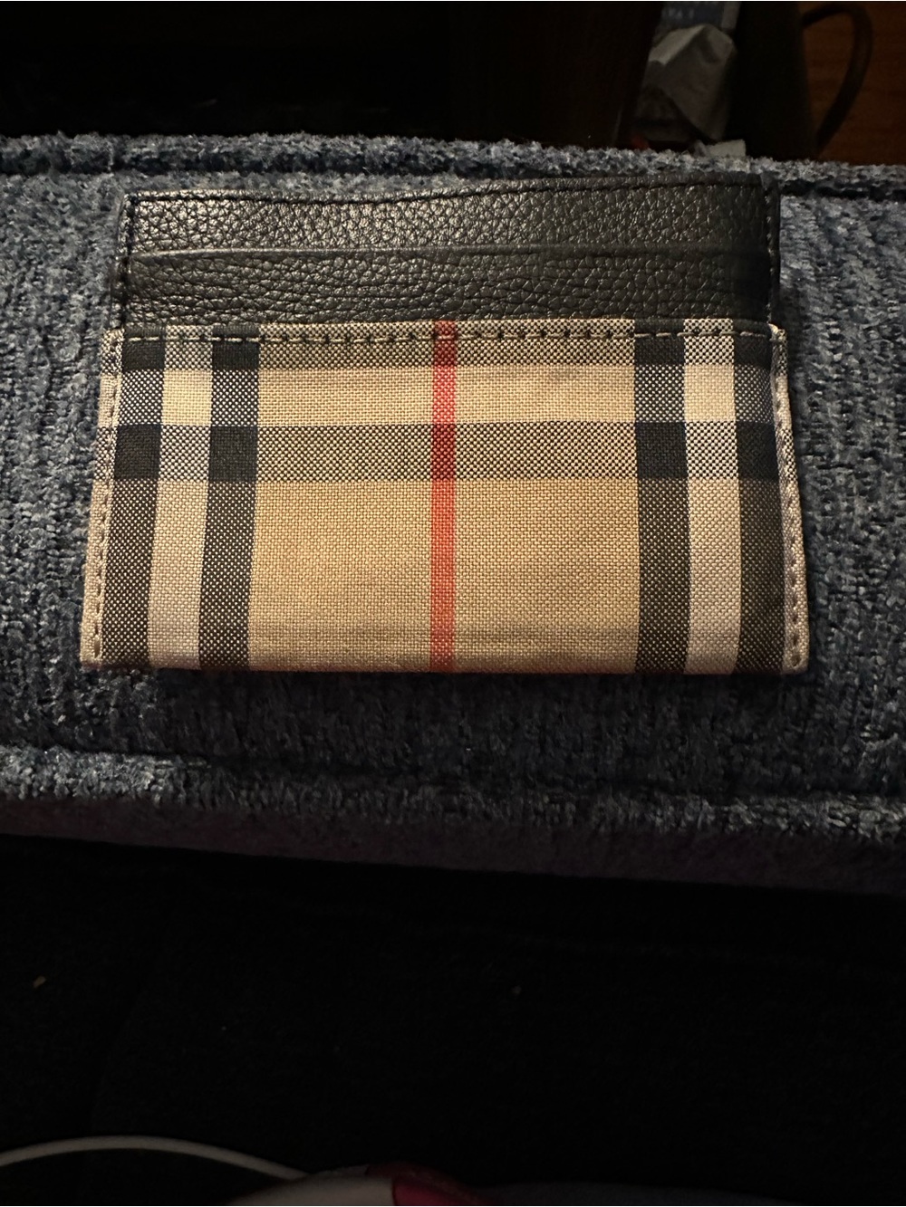 Burberry Card Holder - Tan/Black/Red